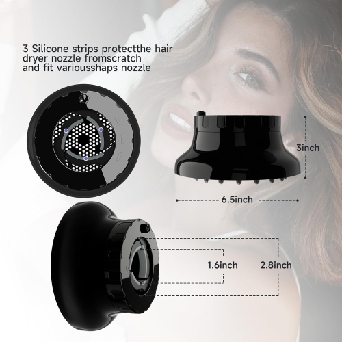 Hair Diffuser,Diffuser Attachment for Hair Dryer,Universal Fit for 1.4-2.6" Blow Dryers,Suitable for Long Thick Curly & Wavy Hair,Women's Hair Dryer