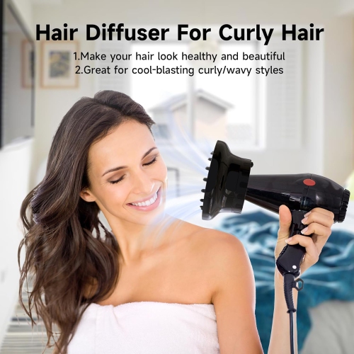 Hair Diffuser,Diffuser Attachment for Hair Dryer,Universal Fit for 1.4-2.6" Blow Dryers,Suitable for Long Thick Curly & Wavy Hair,Women's Hair Dryer