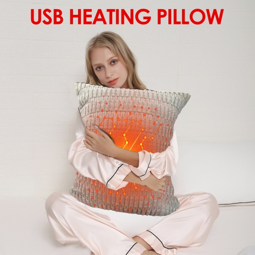 Heated Throw Pillow Lumbar Support Cushion, Back Pain Relief Soothing Cramp Body Warm Hug for Winter