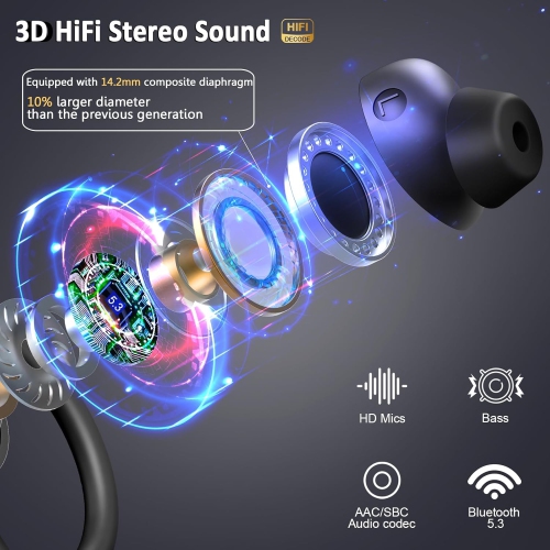 Ear-hook headphones|Open directional sound transmission|Does not hurt the eardrum|Bluetooth wireless sports headphones|Sports and running——Black