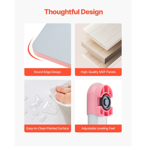 VEVOR Kids Study Chair and Desk Set, Study Desk and Chair for Kids with Bookshelf and Storage Drawer, Adjustable Height Kids Study Desk with Chair,