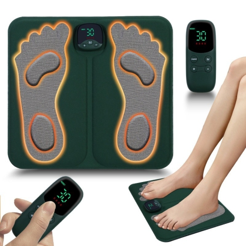 EMS Foot Massager Mat with Remote - Shiatsu Deep Kneading, 10 Modes & 30 Intensity Levels, Rechargeable, Portable for Feet, Legs, Arms - Relieves