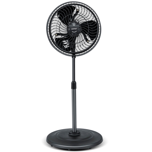 Costway 16" Oscillating Fan Misting Pedestal Fan with Hose Connector 3 Micro-Mist Levels Black