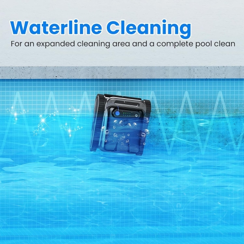 OUCAXIA Y50S Robotic Pool Cleaner, Upgraded Motor, Powerful Wall-Climbing with Scrubber Brushes, Smart Path Navigation, Cordless Pool Vacuum for