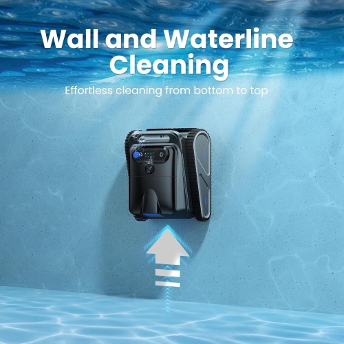 OUCAXIA Y50S Robotic Pool Cleaner, Upgraded Motor, Powerful Wall-Climbing with Scrubber Brushes, Smart Path Navigation, Cordless Pool Vacuum for