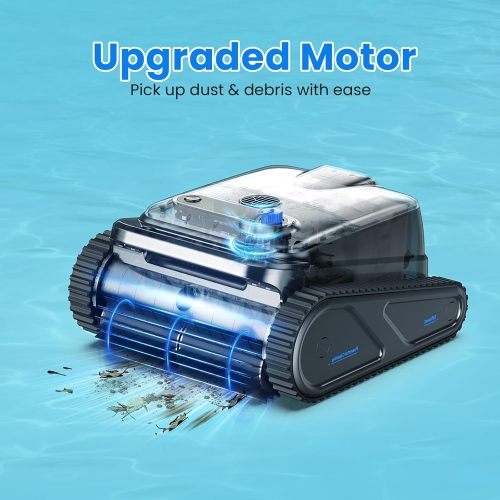 OUCAXIA Y50S Robotic Pool Cleaner, Upgraded Motor, Powerful Wall-Climbing with Scrubber Brushes, Smart Path Navigation, Cordless Pool Vacuum for