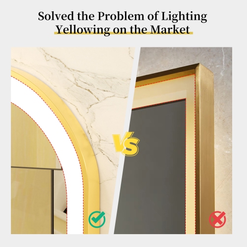 LUVODI Oval LED Bathroom Mirror 20"x32" Lighted Wall Mounted Vanity Mirror with Gold Aluminum Frame, Anti-Fog Waterproof Smart Mirror, Stepless