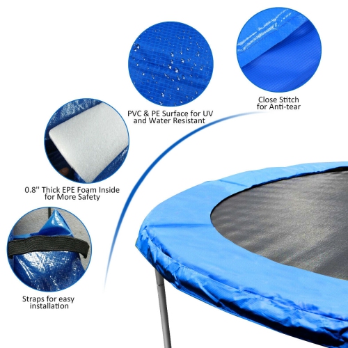Gymax Blue Safety Pad Spring Round Frame Pad Cover Replacement for 12FT 14FT 15FT Trampoline