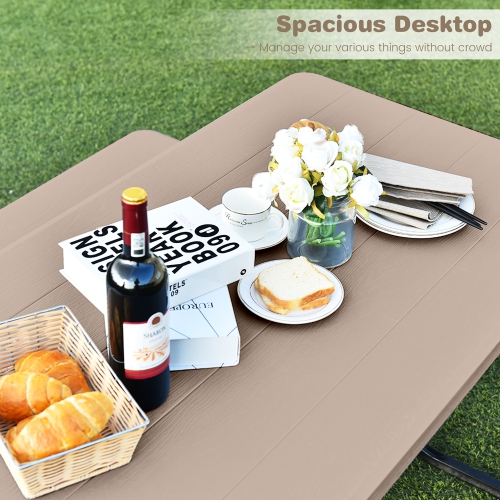 Gymax Picnic Table Camping Picnic Bench Set Backyard Garden Patio Dining Party