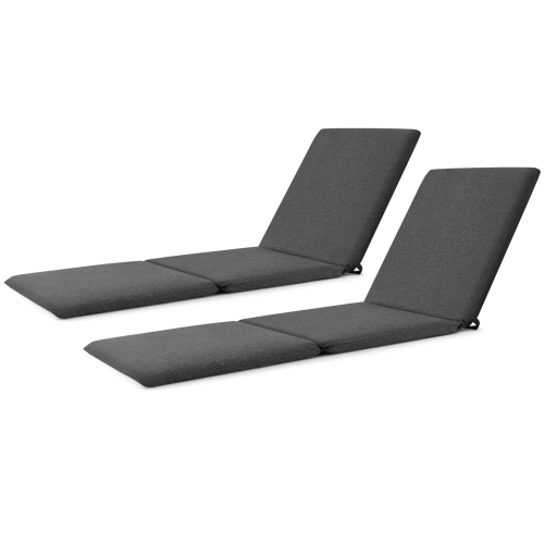 Gymax 2PCS Patio Lounge Chair Recliner Chair w/ 3-Position Adjustable Backrest & Cushion Brown & Gray