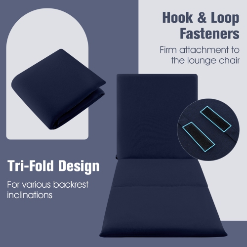 Gymax 2PCS Patio Lounge Chair Recliner Chair w/ 3-Position Adjustable Backrest & Cushion Black & Blue