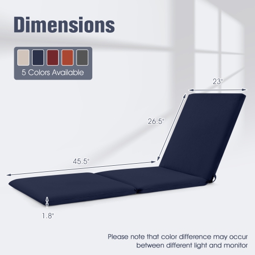 Gymax 2PCS Patio Lounge Chair Recliner Chair w/ 3-Position Adjustable Backrest & Cushion Black & Blue