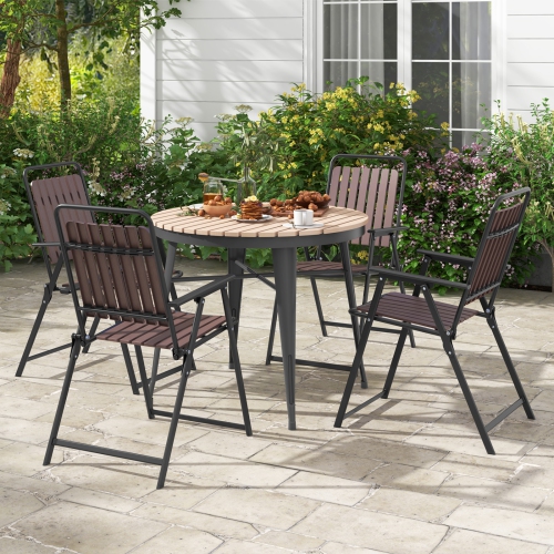 Gymax 4 pcs Patio Folding Chairs Portable Outdoor Dining Chairs w/ PP Seat & Back