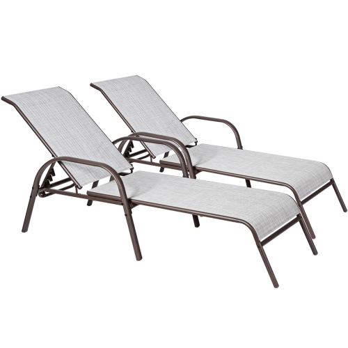 Gymax 2PCS Folding Patio Chaise Lounge Chair Recliner w/ 5-Position Backrest