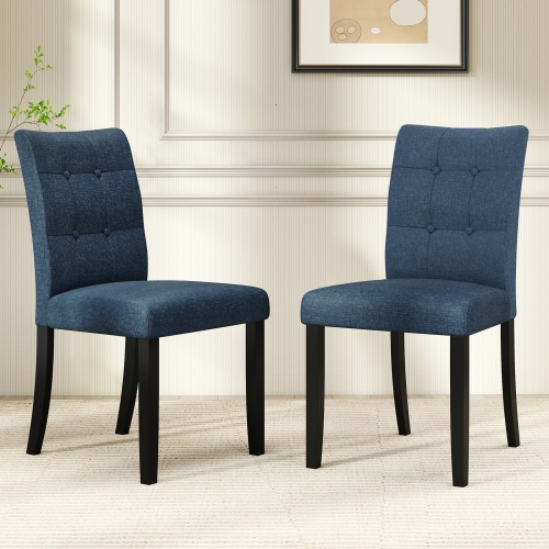 Gymax 2PCS Tufted Dining Chairs Upholstered Kitchen Armless Side Chairs w/Padded Seat