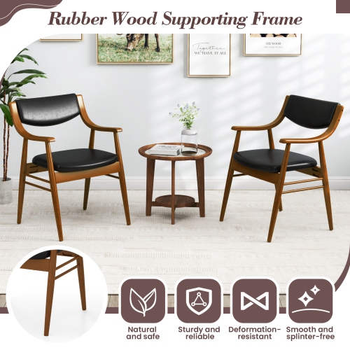 Gymax Set Of 4 PU Leather/Velvet Dining Chair w/ Padded Seat & Back Armrests Rubber Wood Frame