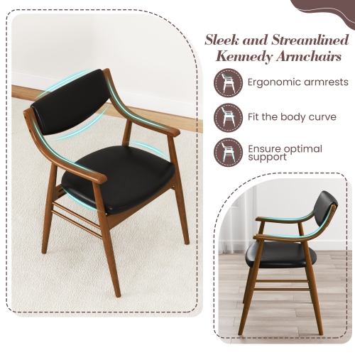 Gymax Set Of 4 PU Leather/Velvet Dining Chair w/ Padded Seat & Back Armrests Rubber Wood Frame