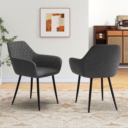 Gymax Leisure Dining Chair Set of 4 Upholstered Accent Chairs w/ Curved Backrest