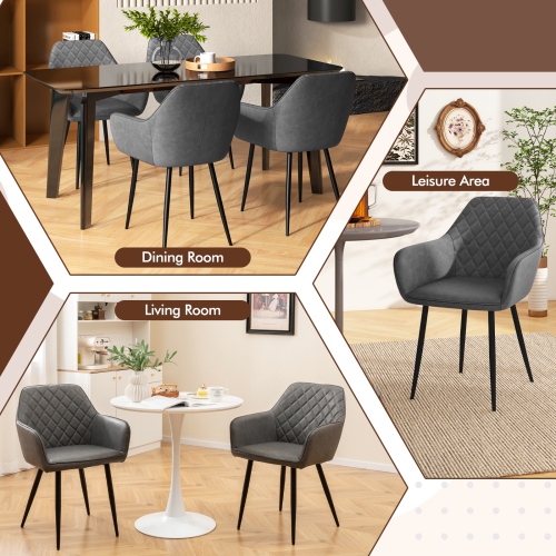 Gymax Leisure Dining Chair Set of 4 Upholstered Accent Chairs w/ Curved Backrest