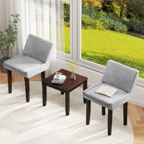 Gymax Modern Dining Chair Set of 4 w/ Mid Back & Cushioned Seat Solid Wood Legs