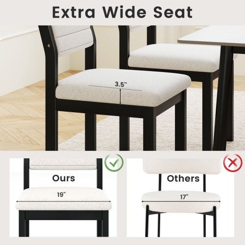 Gymax Dining Chair Set of 2 Sherpa Upholstered Kitchen Chairs w/ Wood Frame White