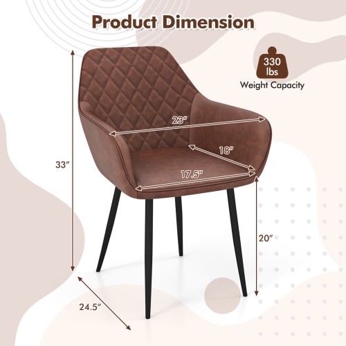 Gymax Leisure Dining Chair Set of 2 Upholstered Accent Chairs w/ Curved Backrest