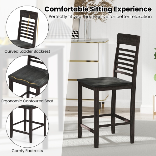 Gymax 5 PCS Counter-Height Dining Table Set for 4 Square Kitchen Table & 4 Bar Chairs