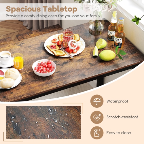 Gymax 4-Piece Dining Table Set Industrial Kitchen Table Set w/ Bench & 2 Stools