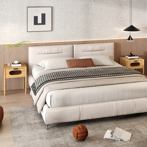 Gymax Bamboo Nightstand Farmhouse Bedside Table w/ Tempered Glass Decorated Drawer