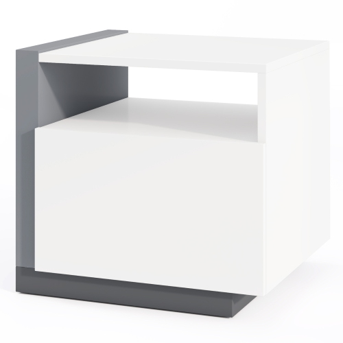 Gymax Modern Minimalist Nightstand w/ Drawer Asymmetrical Bed Side Table End Table
