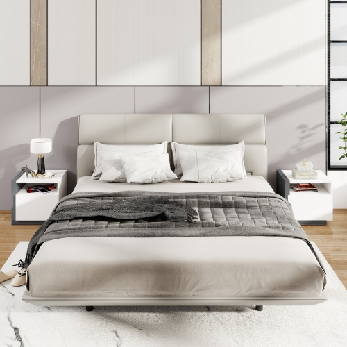 Gymax Nightstands Set of 2 Modern Minimalist Bed Side Table w/ Open Compartment