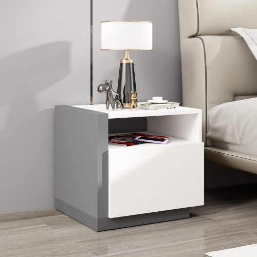Gymax Nightstands Set of 2 Modern Minimalist Bed Side Table w/ Open Compartment