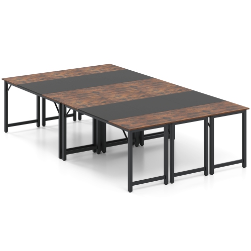 Gymax 6 PCS 63'' Computer Desk Modern Industrial Office Desk w/ Metal Frame & Large Executive Desk