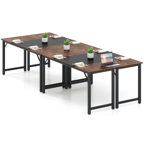 GYMAX  4 PCs 63" Computer Desk Modern Industrial Office Desk W/ Metal Frame & Large Executive Desk