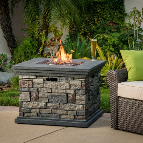 Square Fire Pit Table - Tank Space & Cover - No Assembly