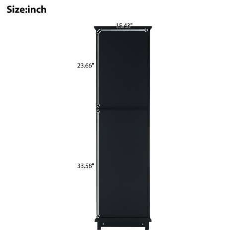 Black Bathroom Storage Cabinet w/ Glass Doors & Drawers