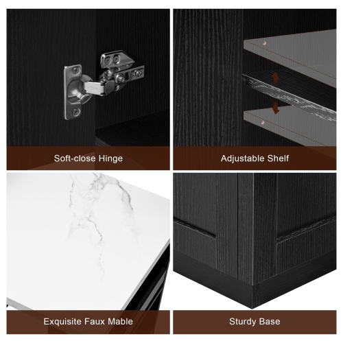 Black Kitchen Island w/ Extendable Table, Storage, Outlets - 82.7"