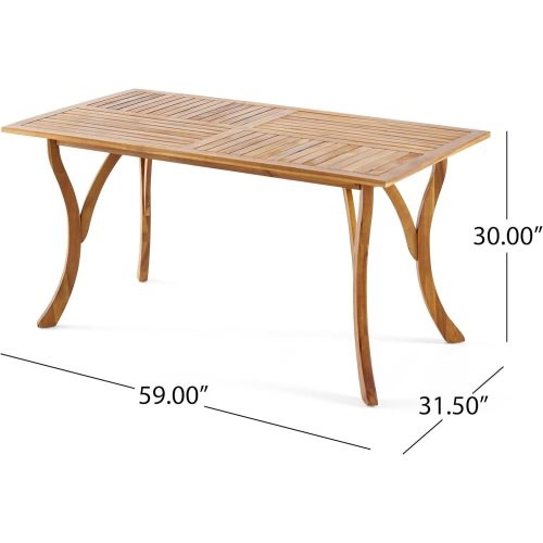 Outdoor Dining Table 59" Rectangular Wood Table