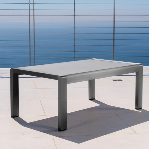STREAMDALE FURNITURE  Cape Outdoor Aluminum Coffee Table With Tempered Glass Table Top Table In Coral
