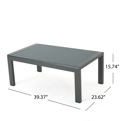 Cape Coral Outdoor Aluminum Coffee Table with Tempered Glass Table Top Table