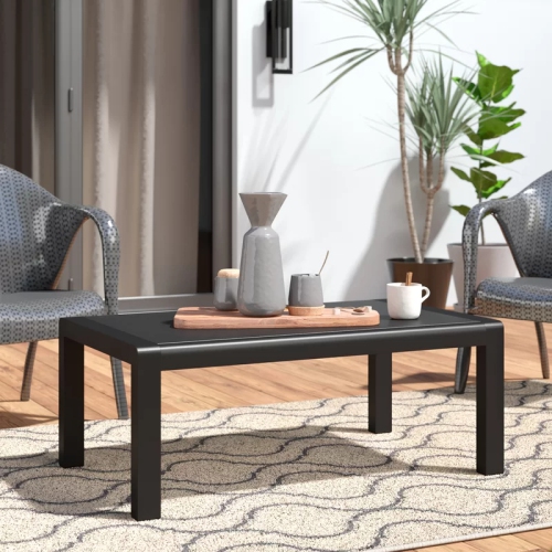 Cape Coral Outdoor Aluminum Coffee Table with Tempered Glass Table Top Table