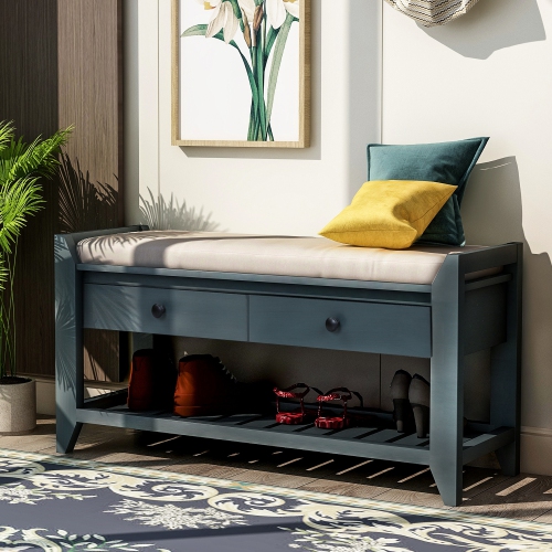 Entryway Shoe Rack Bench with Seat & Drawers