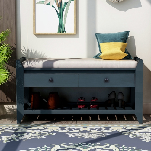 Entryway Shoe Rack Bench with Seat & Drawers