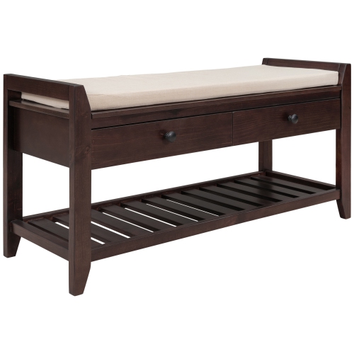 Espresso Shoe Rack Bench with Seat & Drawers