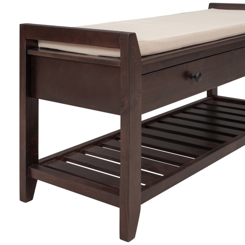 Espresso Shoe Rack Bench with Seat & Drawers