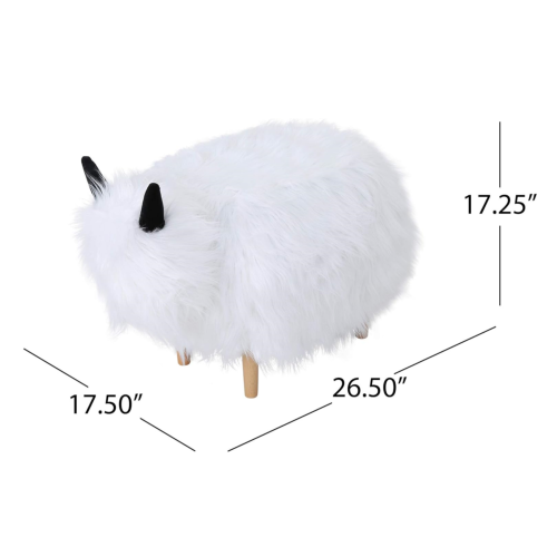 White Yak Ottoman Foot Stool - Upholstered Seat for Living Room, Bedroom