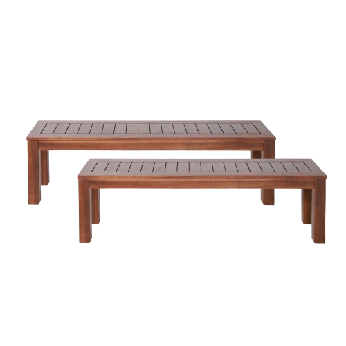 Acacia Wood Slat Bench - Rustic Outdoor Dining