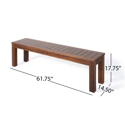 Acacia Wood Slat Bench - Rustic Outdoor Dining
