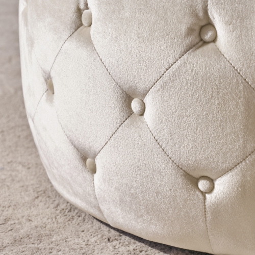 Pouf en velours avec dessus en verre trempé - Glam moderne