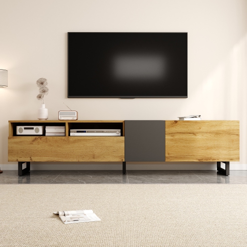 Contrast TV Stand with Doors & Compartments - Metal Legs - 67"